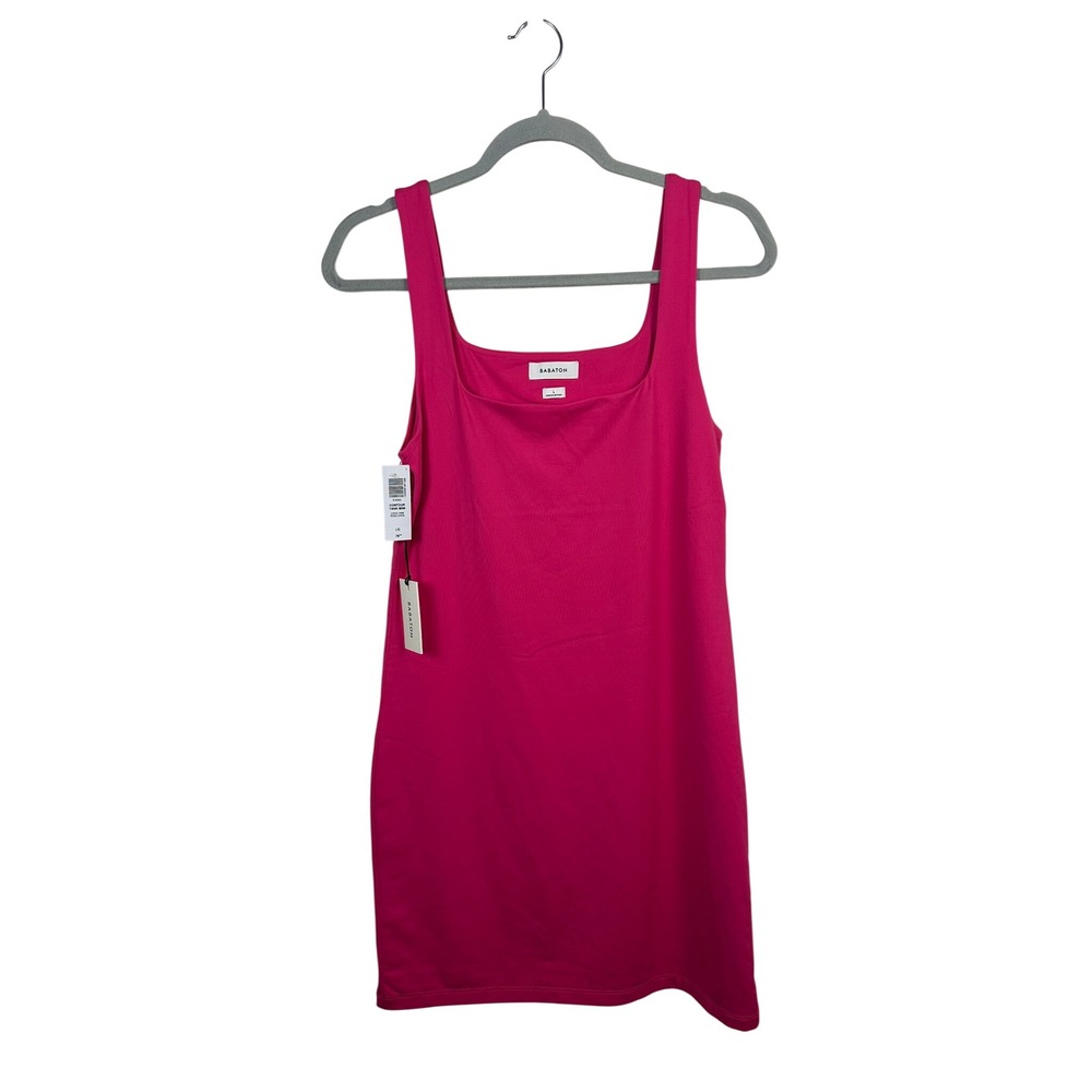 Babaton Contour Tank Mini Dress Women L Eros Pink NEW Square Neck Bodycon 83055